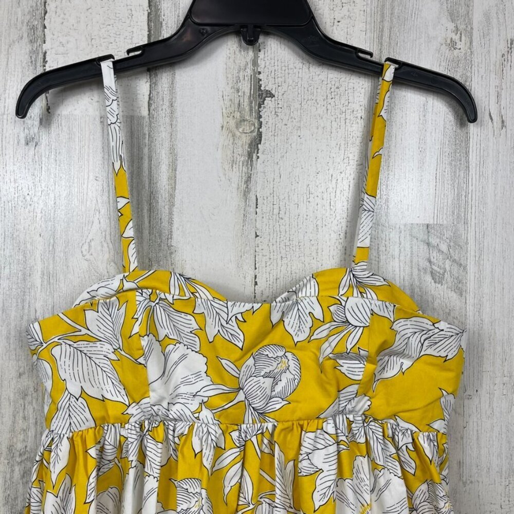 Zara floral cotton poplin sundress NWT yellow white size M tiered maxi‎ event - Picture 2 of 7